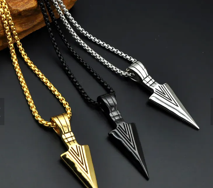 Arrow Head Pendant- Gold, Silver and Black