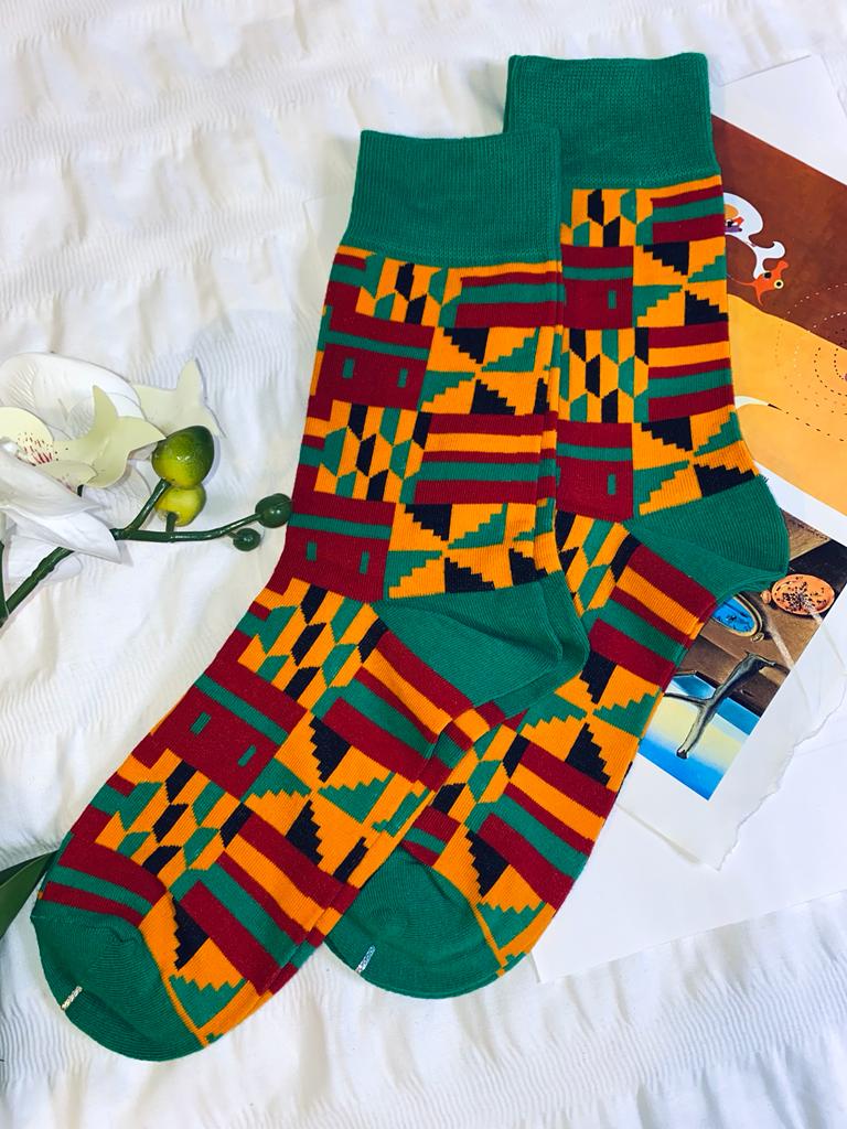 Green African Prints Socks