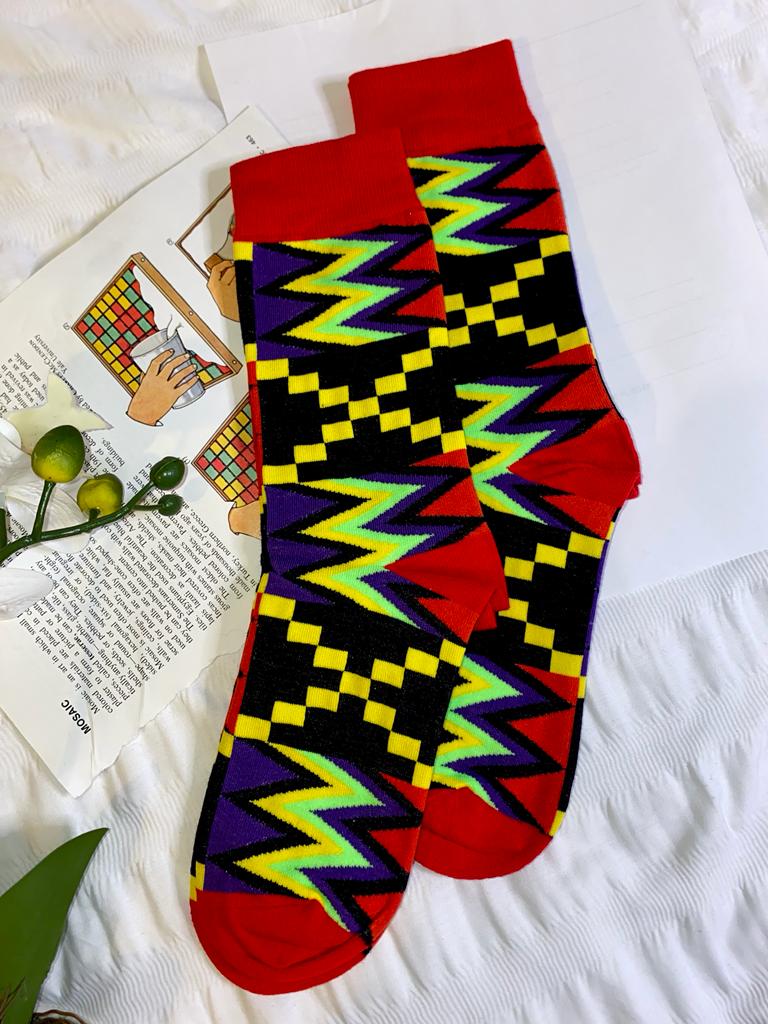 Red African Prints Socks