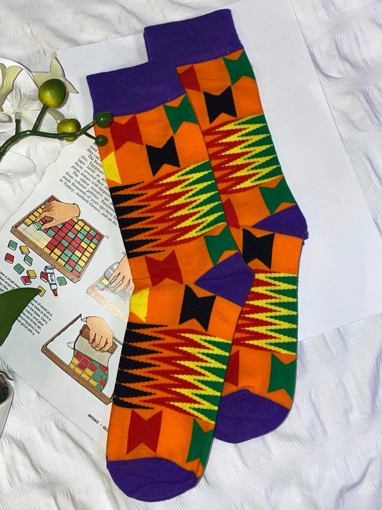 Purple and Orange African Prints Socks
