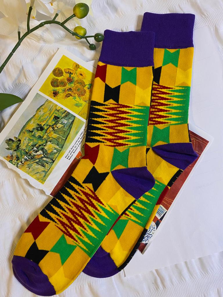 Purple and Yellow African Prints Socks