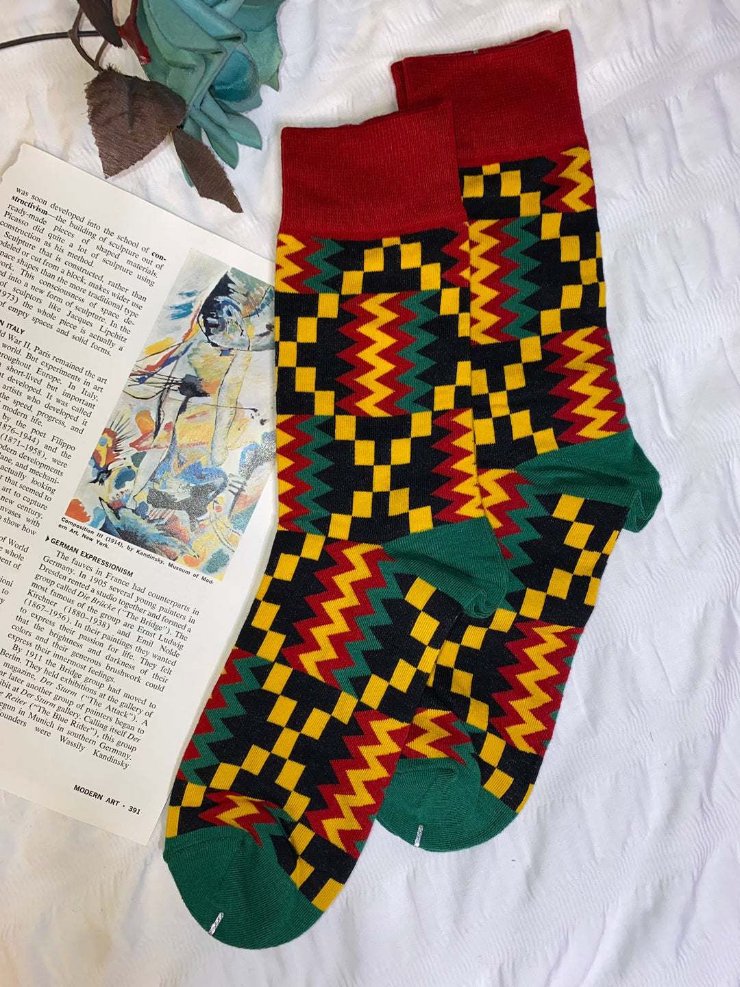 Red and Green African Print Socks