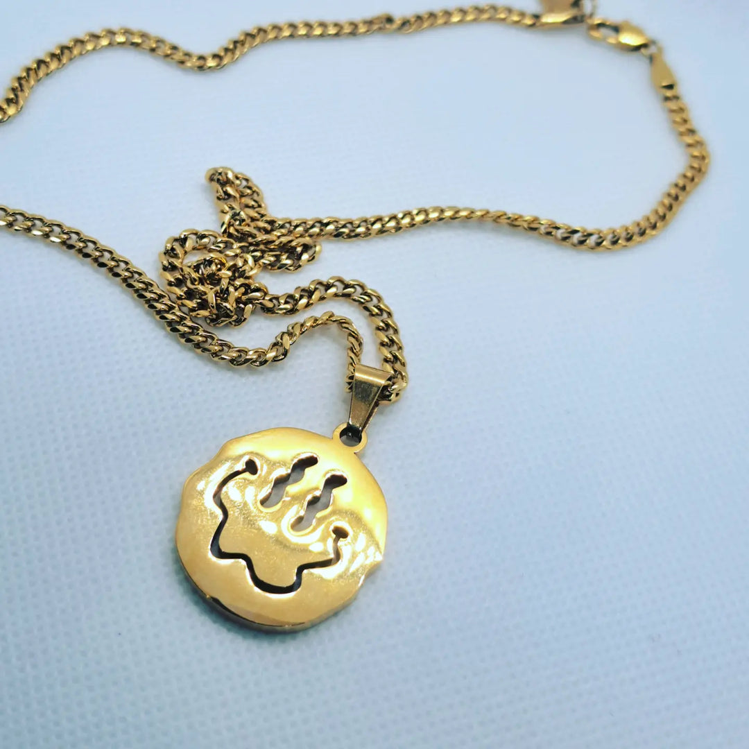 Squiggly Smiley Pendant Necklace