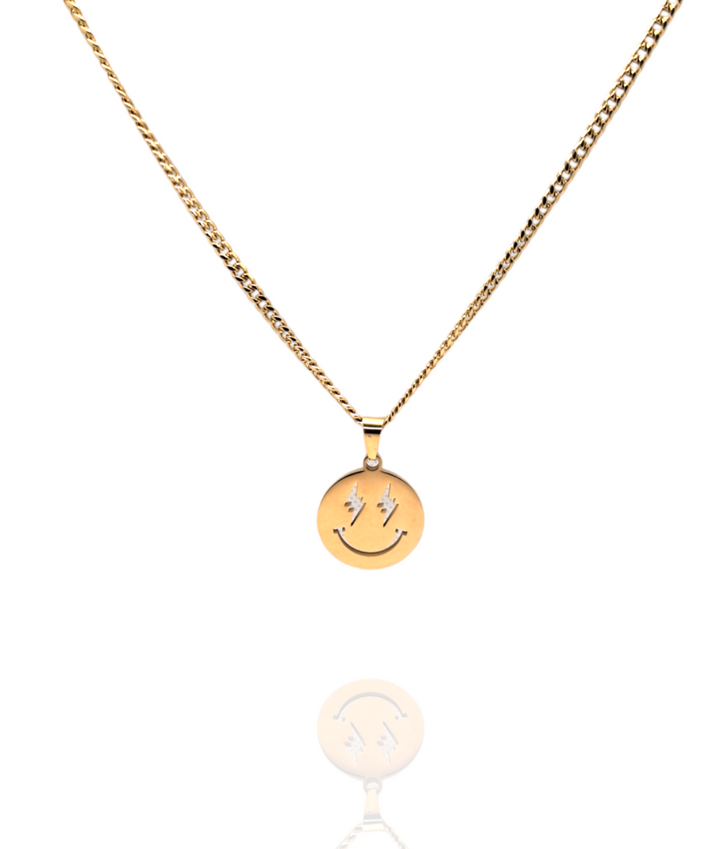 Bolt Smiley Pendant Necklace