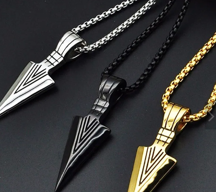 Arrow Head Pendant- Gold, Silver and Black